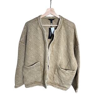 Banana Republic NWT Quilted Cardigan Tan Clip Women's Sweater/Jacket XL